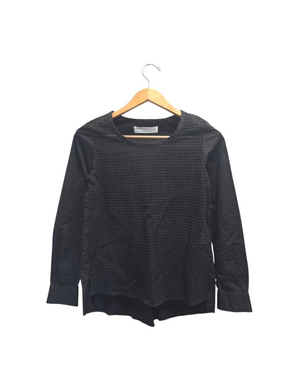 Thakoon Addition Perforated Eyelet Stretch Cotton Poplin Top 2 Goth Artsy Blouse